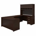 Bush Business Furniture BBF Series C 60W Right Handed Bow Front U Shaped Desk with Hutch and Storage in Mocha Cherry SRC092MRSU